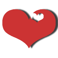 A heart with a piece missing.